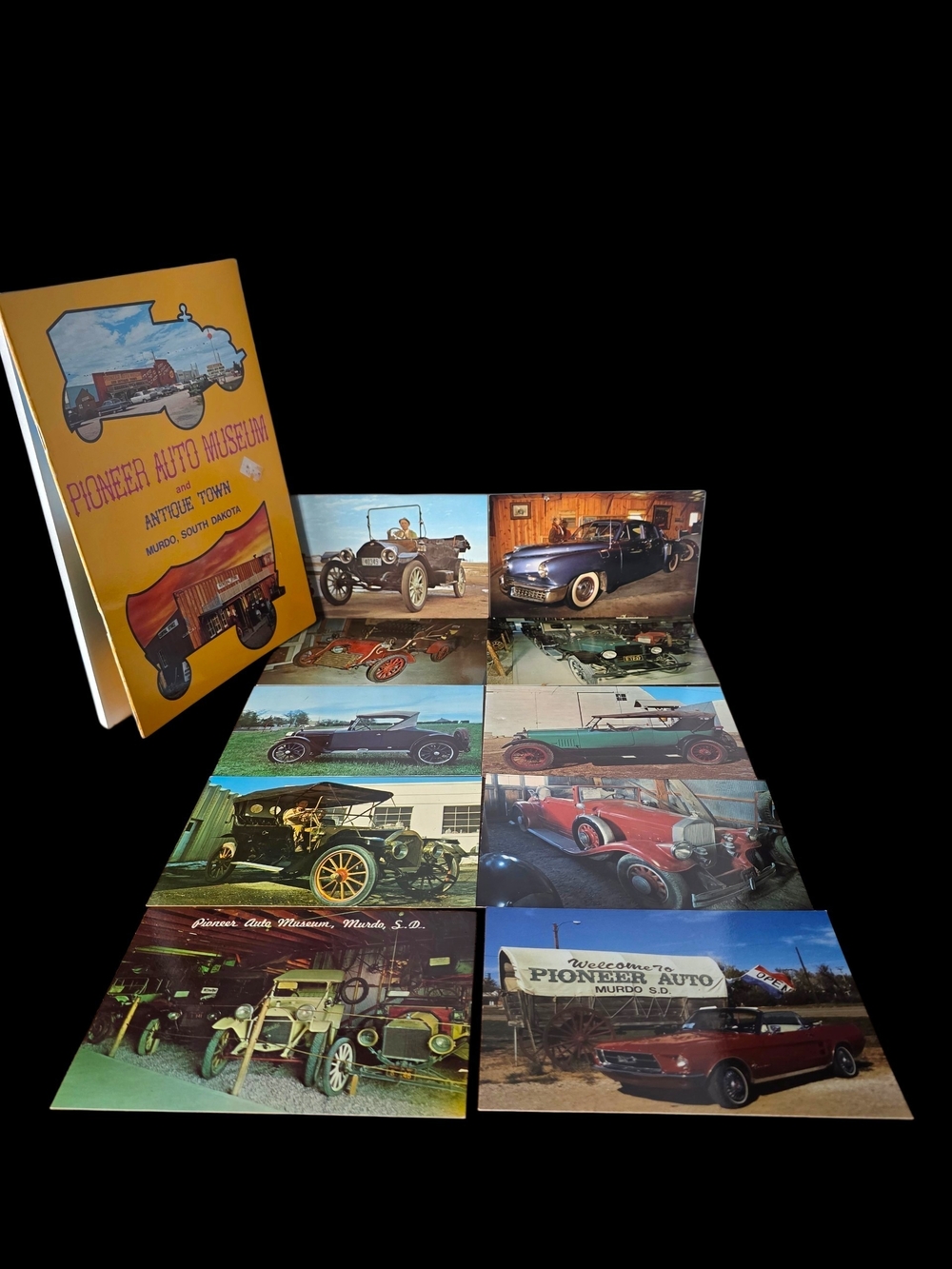 Vintage Car Postcard Set With Pioneer Auto Museum Booklet